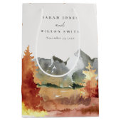 秋ラストオレンジマウンテンツリーズ結婚リーフ ミディアムペーパーバッグ (正面)