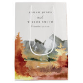 秋ラストオレンジマウンテンツリーズ結婚リーフ ミディアムペーパーバッグ (裏面)