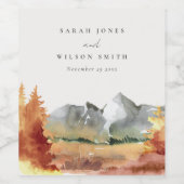 秋ラストオレンジマウンテンツリーズ結婚リーフ ワインラベル (シングルラベル)