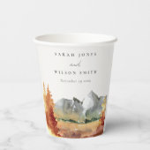 秋ラストオレンジマウンテンツリーズ結婚リーフ 紙コップ (裏面)