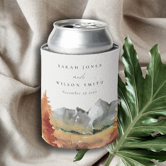 秋ラストオレンジマウンテンツリーズ結婚リーフ 缶クーラー