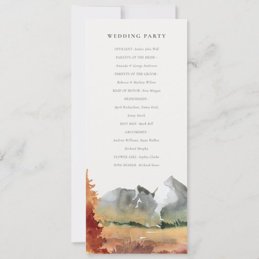 秋ラストオレンジマウンテンツリーズ結婚式 プログラム (裏面)