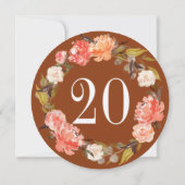 秋ラストピーチ水カラーフローラテーブル番号 招待状 (裏面)