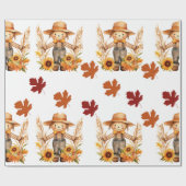秋ラッピング紙、秋のカカシと秋 ラッピングペーパー (フラット)