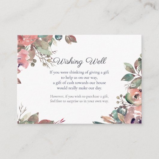 秋ラブウォーターカラーフローラウィングウェル結婚ズ エンクロージャーカード (正面)