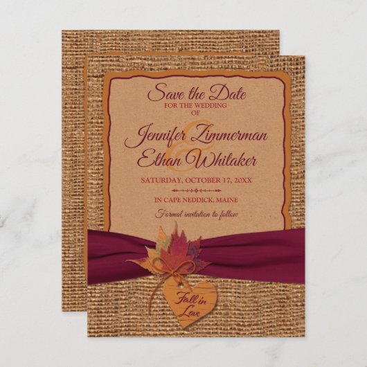 秋ラブバーラップ、離れウェディング日付を保存 (正面/裏面)