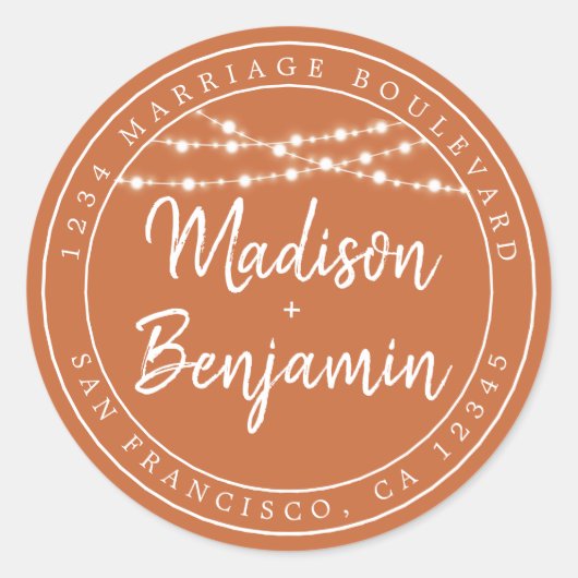 秋ラブフェアリーライトバーンオレンジ差出人住所 ラウンドシール (正面)