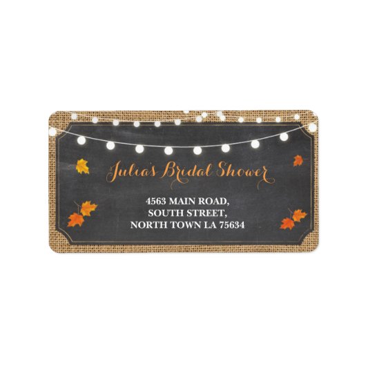 秋ラブブライダルシャワー差出人住所ラベルチョーク ラベル (正面)