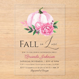 秋ラブ赤面ピンクパンプキン素朴ブライダルシャワー アクリル招待状