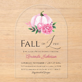 秋ラブ赤面ピンクパンプキン素朴ブライダルシャワー アクリル招待状