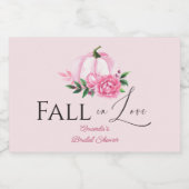 秋ラブ赤面ピンクパンプキン素朴ブライダルシャワー スパークリングワインラベル (シングルラベル)