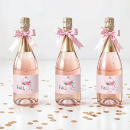 秋ラブ赤面ピンクパンプキン素朴ブライダルシャワー スパークリングワインラベル