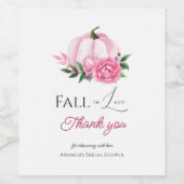 秋ラブ赤面ピンクパンプキン素朴ブライダルシャワー ワインラベル (シングルラベル)