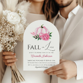 秋ラブ赤面ピンクパンプキン素朴ブライダルシャワー 招待状