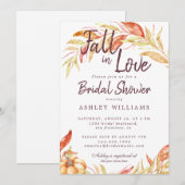 秋ラブ金ゴールドブロージブルゴーニュブライダルシャワー 招待状 (正面/裏面)