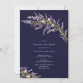 秋ラベンダーフローラ水カラーシックブライダルシャワー 招待状 (正面)