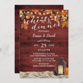 秋ランタン素朴レッドバーンウッドリハーサルディナー 招待状 (正面/裏面)