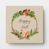 秋リスおよびカスタマイズ可能な文字を持つ自然 フォトプラーク (正面)