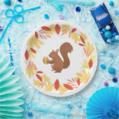 秋リスとナット ペーパープレート (パーティー)