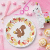秋リスとナット ペーパープレート (パーティー)