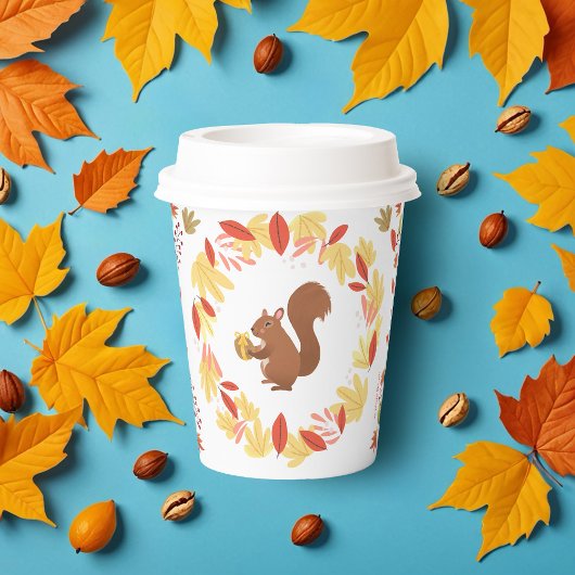 秋リスとナット 紙コップ