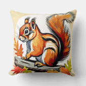 秋リスチャームデザイン クッション (正面)