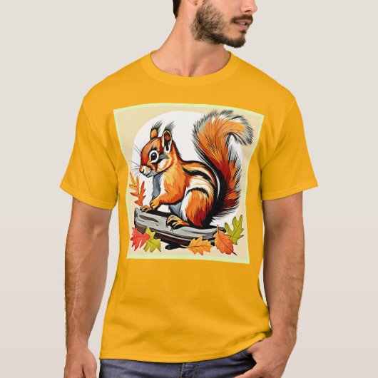 秋リスチャームデザイン Tシャツ (正面)