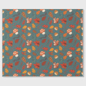 秋リス及びキノコのシームレス包装紙 ラッピングペーパー (フラット)