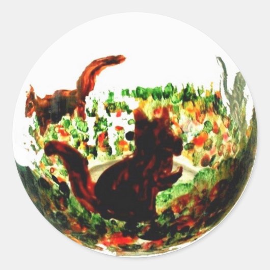 秋リス素朴自然 ラウンドシール (正面)