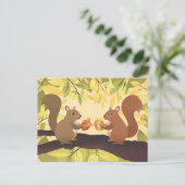 秋リス黄色い木 ポストカード (スタンド正面)