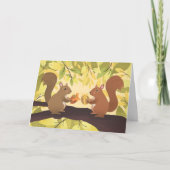 秋リス黄色のツリーカード サンキューカード (正面)