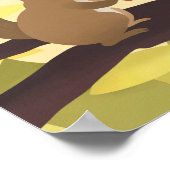 秋リス&イエローツリーアートプリント ポスター (角)