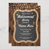 秋リタイアメントパーティーウッ退職したド招待状 招待状 (正面/裏面)