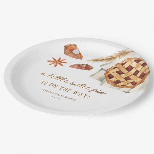 秋リトルかわいこちゃんパイは途中の赤ちゃんシャワー ペーパープレート (アングル)