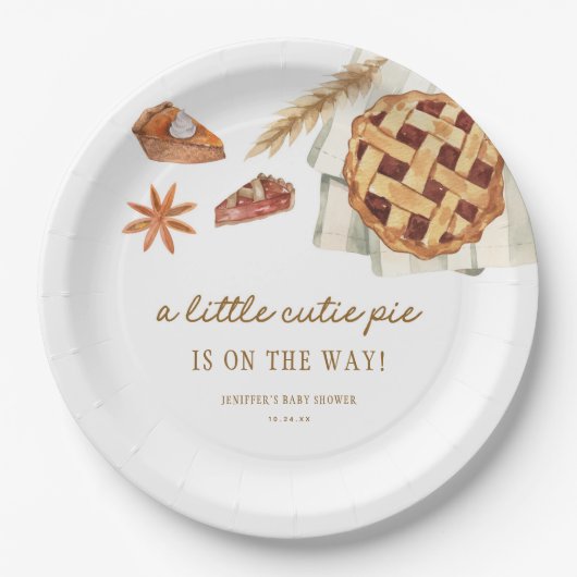 秋リトルかわいこちゃんパイは途中の赤ちゃんシャワー ペーパープレート (正面)