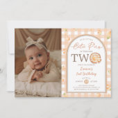 秋リトルかわいこちゃんパイは2つの誕生日の写真 招待状 (正面)