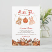 秋リトルかわいこちゃんパイテディベアーガールベイビーシャワー 招待状 (スタンド正面)