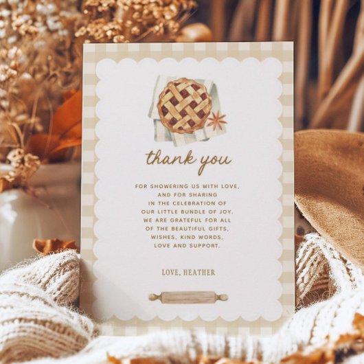 秋リトルかわいこちゃんパイ赤ちゃんシャワー サンキューカード