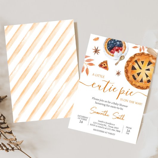 秋リトルかわいこちゃんパイ赤ちゃんシャワー 招待状