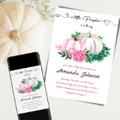 秋リトルカボキンピンクフローラベビーシャワー 招待状