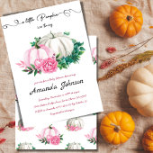 秋リトルカボキンピンクフローラベビーシャワー 招待状