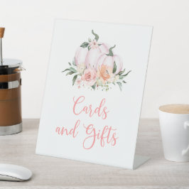 秋リトルカボチャのカードとギフト台座看板 台座サイン