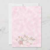 秋リトルカボチャグリッターホワイトピンクベビーシャワー 招待状 (裏面)