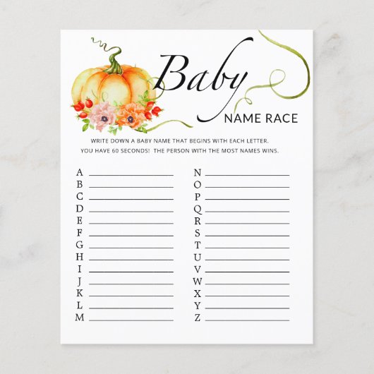 秋リトルカボチャベビー名レースゲーム (正面)