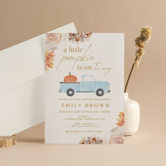 秋リトルカボチャボーイ赤ちゃんシャワー招待状 招待状