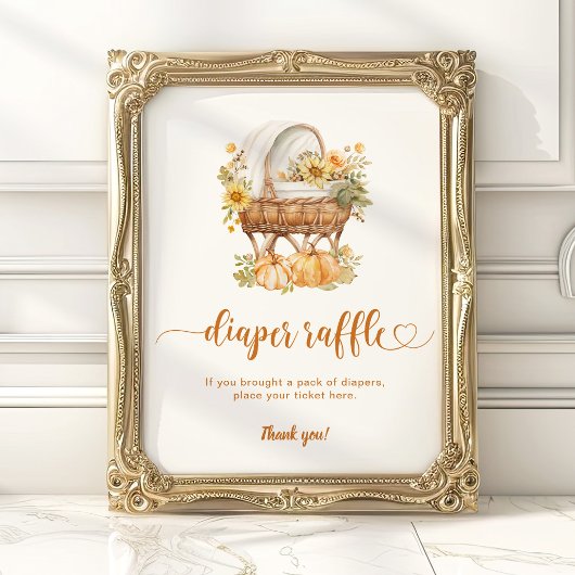秋リトルカボチャヴィンテージおむつラッフル ポスター