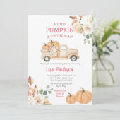 秋リトルカボチャートラック赤ちゃんシャワーガール 招待状 (スタンド正面)