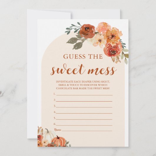 秋リトルカボチャ甘い混乱ゲームカードを推測 招待状 (正面)