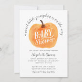 秋リトルカボチャ秋の水の色ベビーシャワー 招待状 (正面)