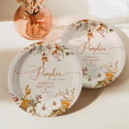 秋リトルカボチャ素朴な赤ちゃんシャワー ペーパープレート